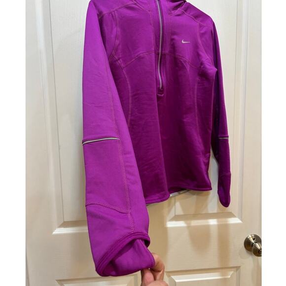 Nike Fri Fit Women S Purple Half Zip Rear Pocket Hooded Performance Pullover - Picture 4 of 10
